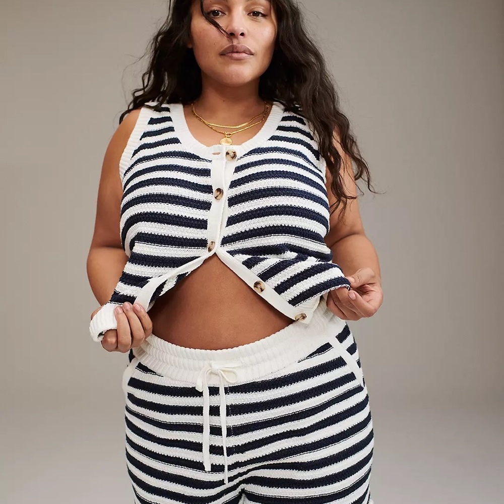 Madewell Navy and White Knit Tank - XL